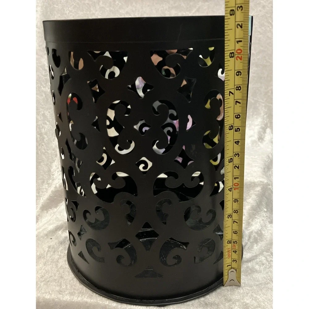 Mirrored Black Scrollwork Metal Sconce Wall or Table Decor Candle Holder